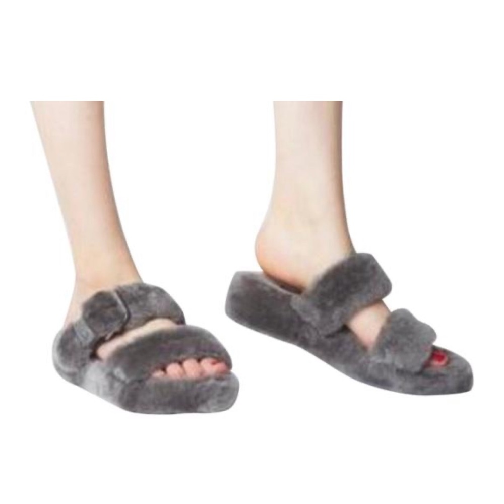 UGG Genuine Shearling Fur Fuzz Yeah Slide Sandal NEW Size 6